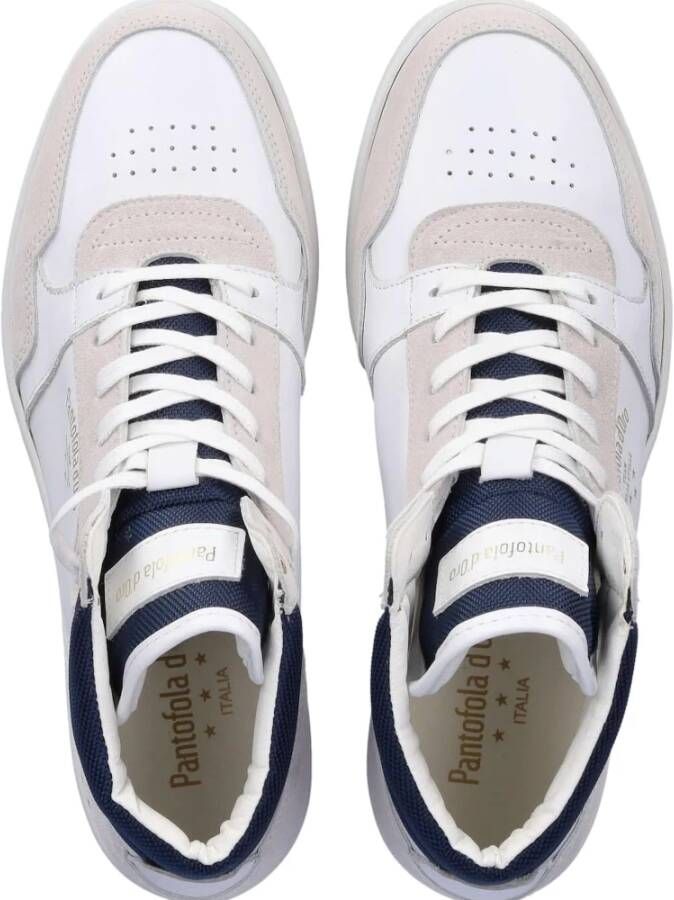 Pantofola D'Oro Velours Leren Sneakers met Klassieke Stijl White Heren