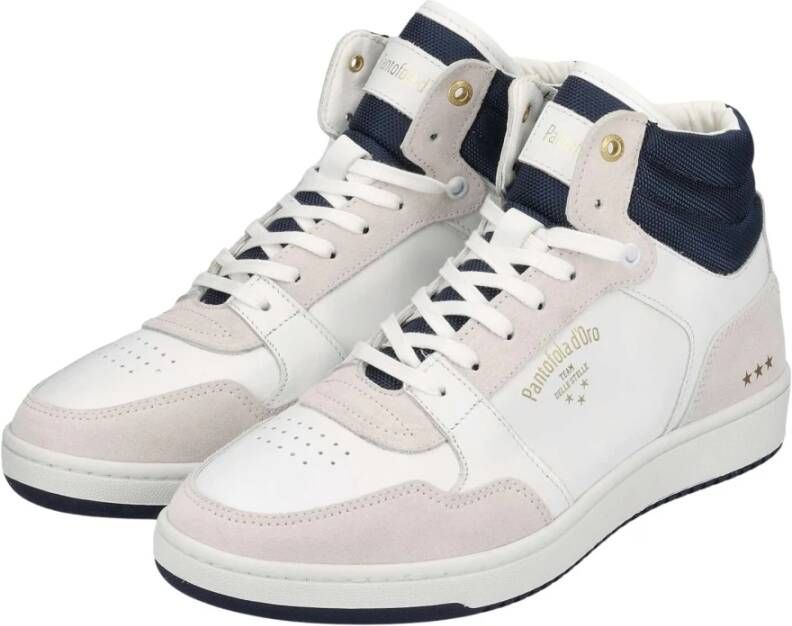 Pantofola D'Oro Velours Leren Sneakers met Klassieke Stijl White Heren