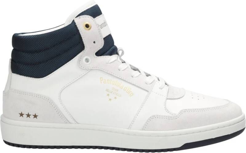 Pantofola D'Oro Velours Leren Sneakers met Klassieke Stijl White Heren