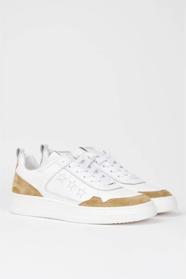 Pantofola D'Oro Witte leren sneaker met driesterrenlogo White Heren