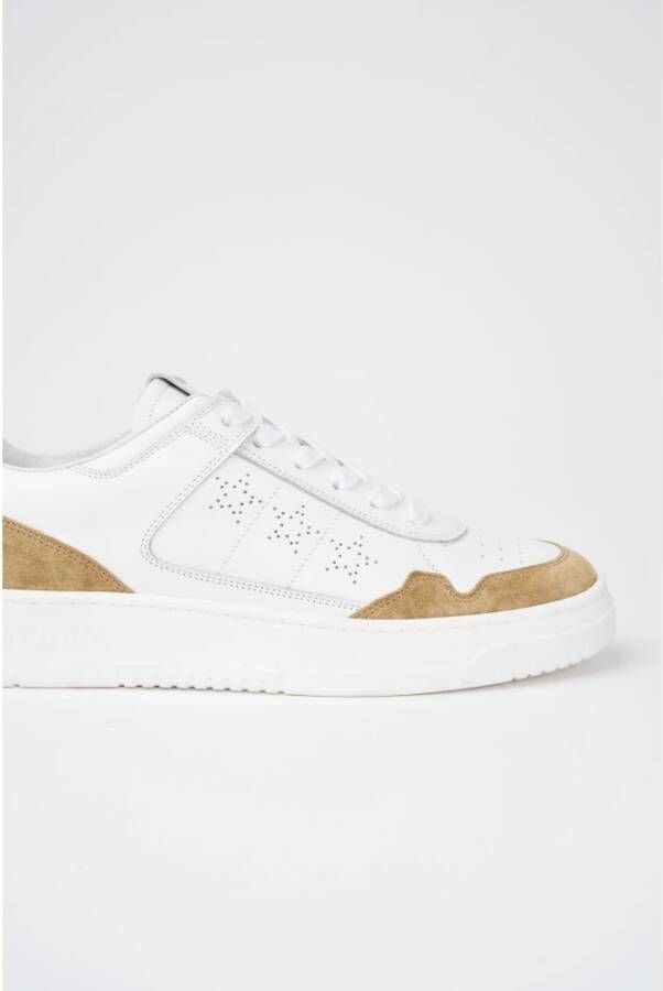 Pantofola D'Oro Witte leren sneaker met driesterrenlogo White Heren