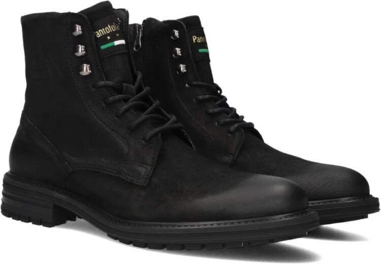 Pantofola D'Oro Zwarte Leren Hoge Veterschoenen Black Heren