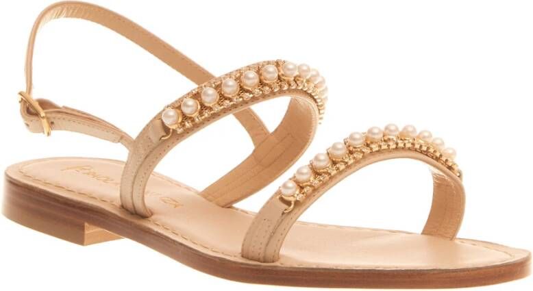 Paola Fiorenza Beige Suède Dubbele Band Sandalen Beige Dames