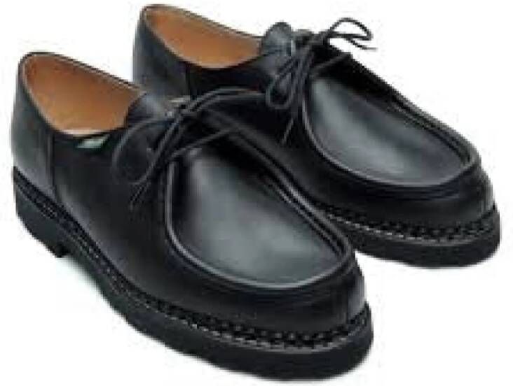 Paraboot Handgemaakte Zwarte Leren Derby Schoenen Black Heren