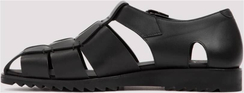 Paraboot Zwarte Leren Gesp Sandalen Black Heren