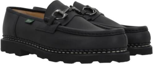 Paraboot Zwarte leren mocassin met metalen detail Black Heren