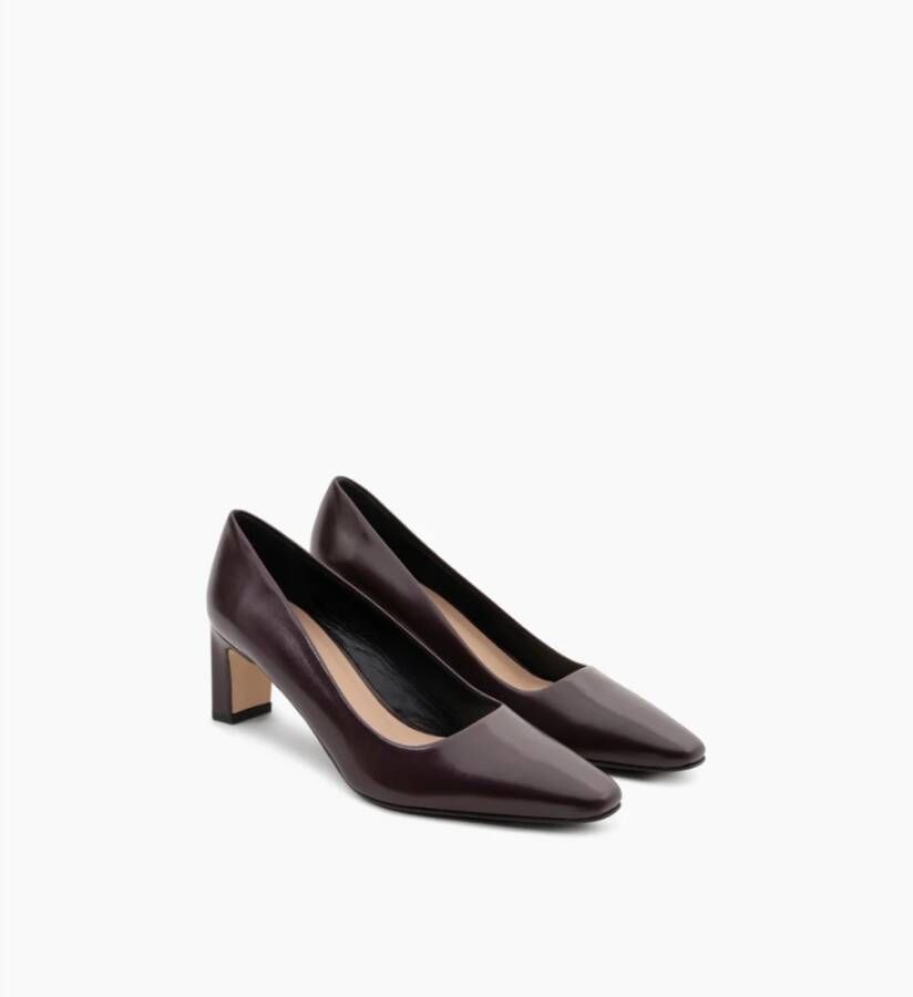 Parallele Bordeaux Leren Puntige Neus Hakken Purple Dames