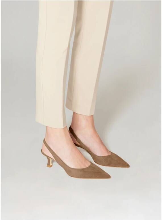 Parallele Camel Slingback in Suède Brown Dames