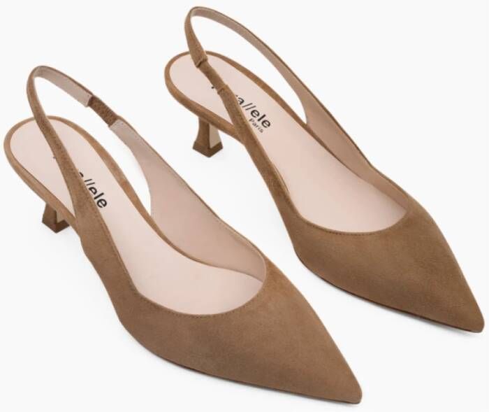 Parallele Camel Slingback in Suède Brown Dames