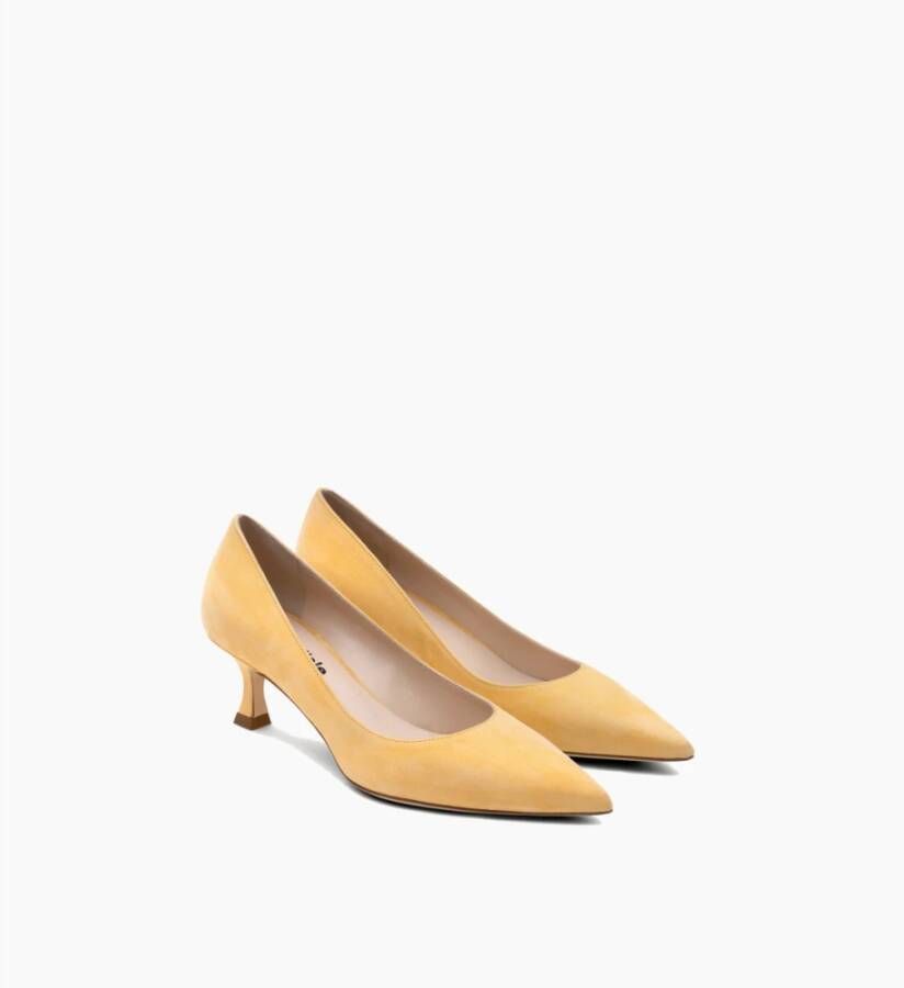 Parallele Gele Suède Puntige Pump Yellow Dames