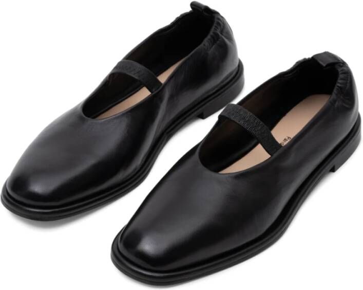 Parallele Klassieke Leren Ballerina Schoenen Black Dames