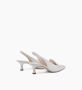 Parallele Lattice Leren Slingback Hakken Beige Dames - Thumbnail 4