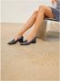 Parallele Marineblauwe Leren Loafers met Stikdetail Blue Dames - Thumbnail 2