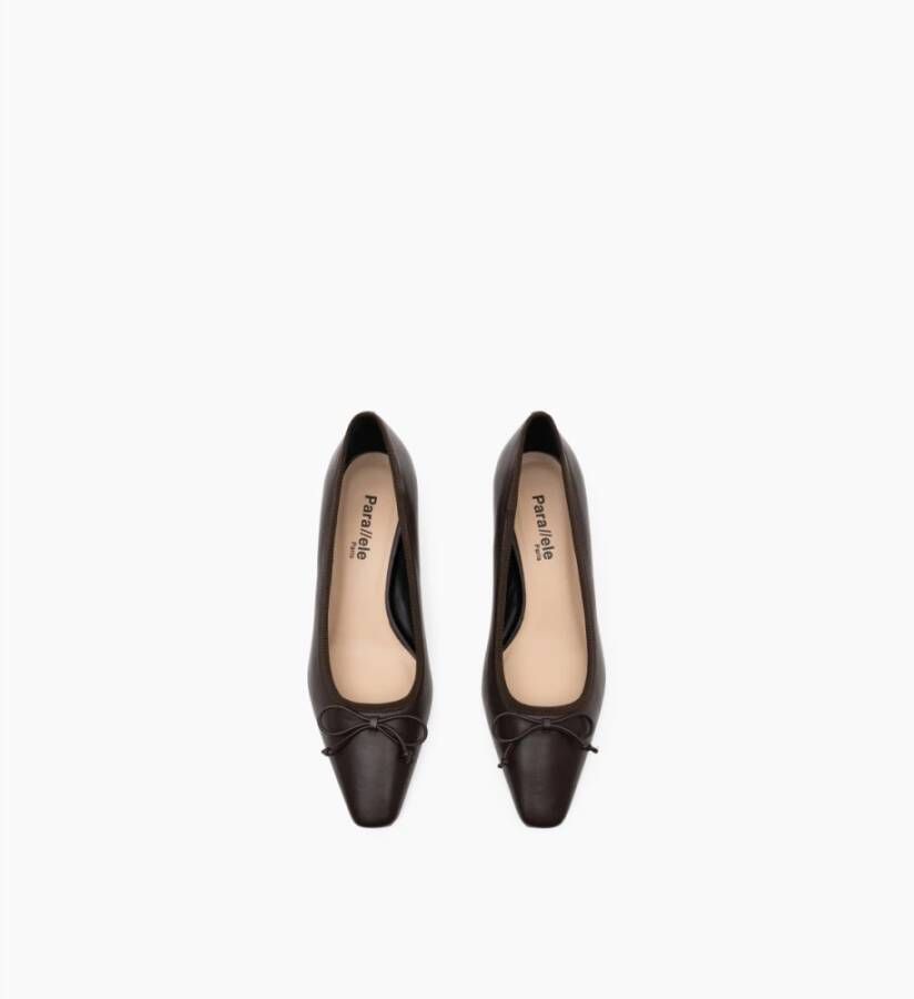 Parallele Moderne Espresso Leren Ballerina Schoen Brown Dames