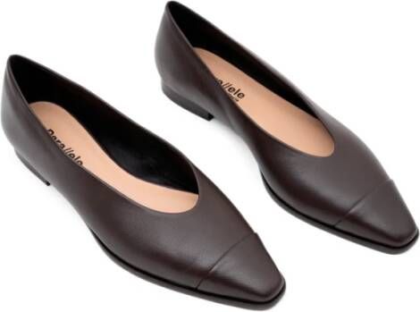 Parallele Moderne Espresso Leren Ballerina Schoen Brown Dames