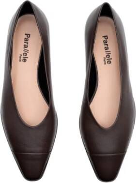 Parallele Moderne Espresso Leren Ballerina Schoen Brown Dames