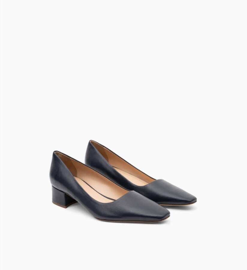 Parallele Navy Leren Pumps met Puntige Neus Blue Dames