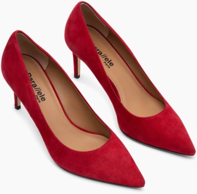 Parallele Rode Suède Pumps met Puntige Neus Red Dames