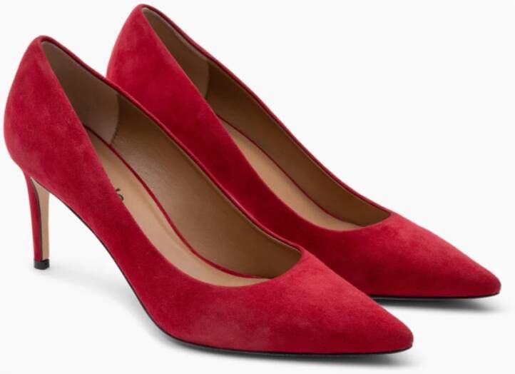 Parallele Rode Suède Pumps met Puntige Neus Red Dames