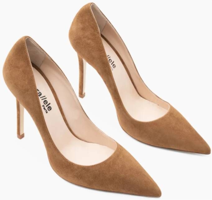 Parallele Stiletto suède pump cognac hak Brown Dames