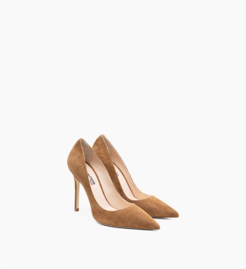 Parallele Stiletto suède pump cognac hak Brown Dames