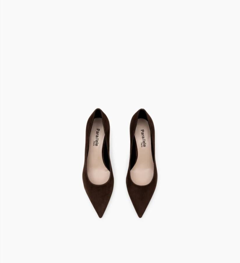 Parallele Suede Pointed Pump Espresso Brown Dames