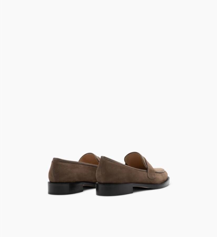 Parallele Taupe Suède Loafer met Bruine Leren Hak Brown Dames