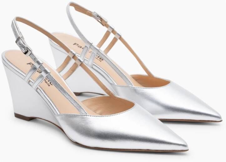 Parallele Zilveren Leren Slingback Hakken Gray Dames