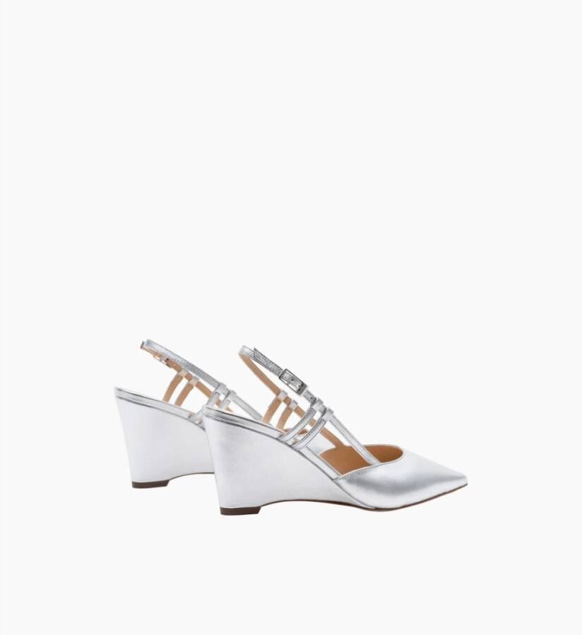 Parallele Zilveren Leren Slingback Hakken Gray Dames