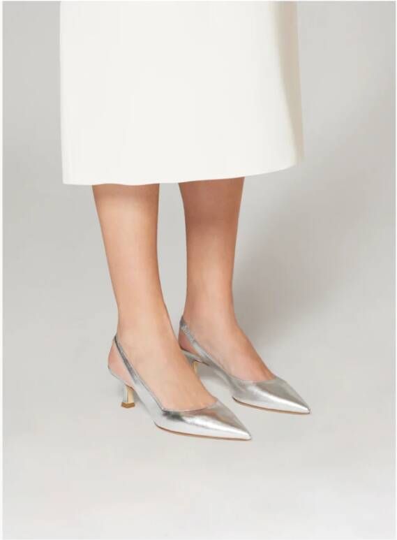 Parallele Zilveren Leren Slingback Narcisso Gray Dames