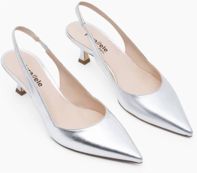 Parallele Zilveren Leren Slingback Narcisso Gray Dames