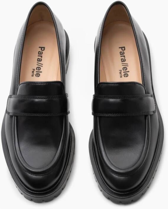 Parallele Zwarte Kalfleren Mocassin Black Dames