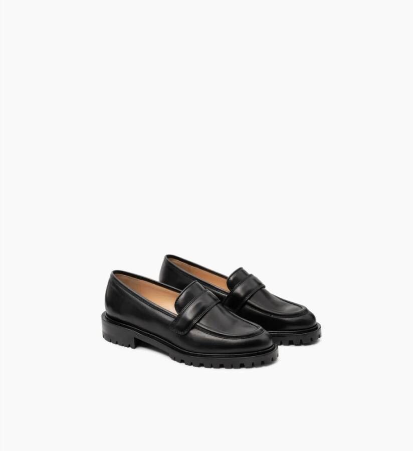 Parallele Zwarte Kalfleren Mocassin Black Dames