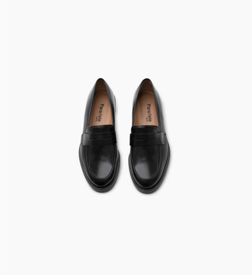 Parallele Zwarte Kalverenleren Mocassin Schoen Black Dames