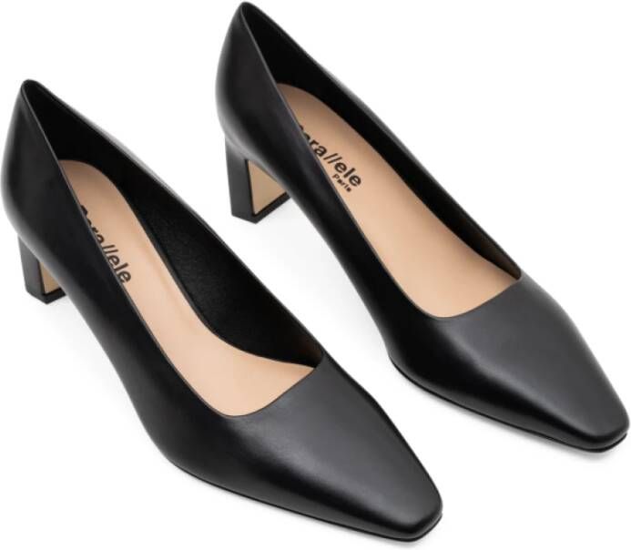 Parallele Zwarte leren pump Alvin Black Dames