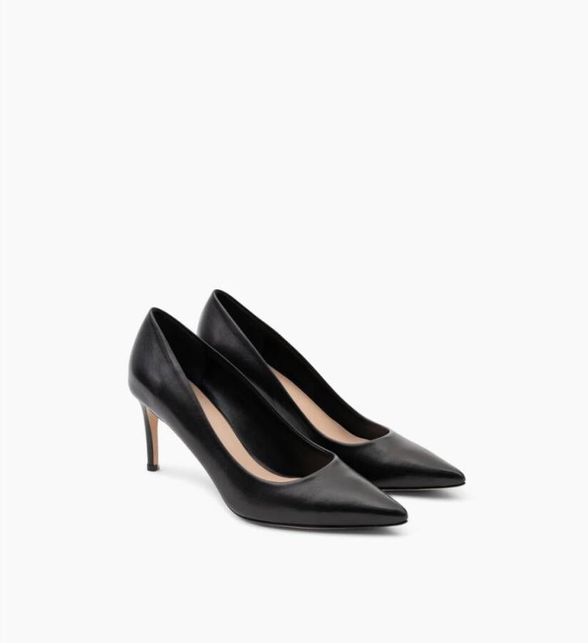 Parallele Zwarte leren puntige stilettohakken Black Dames