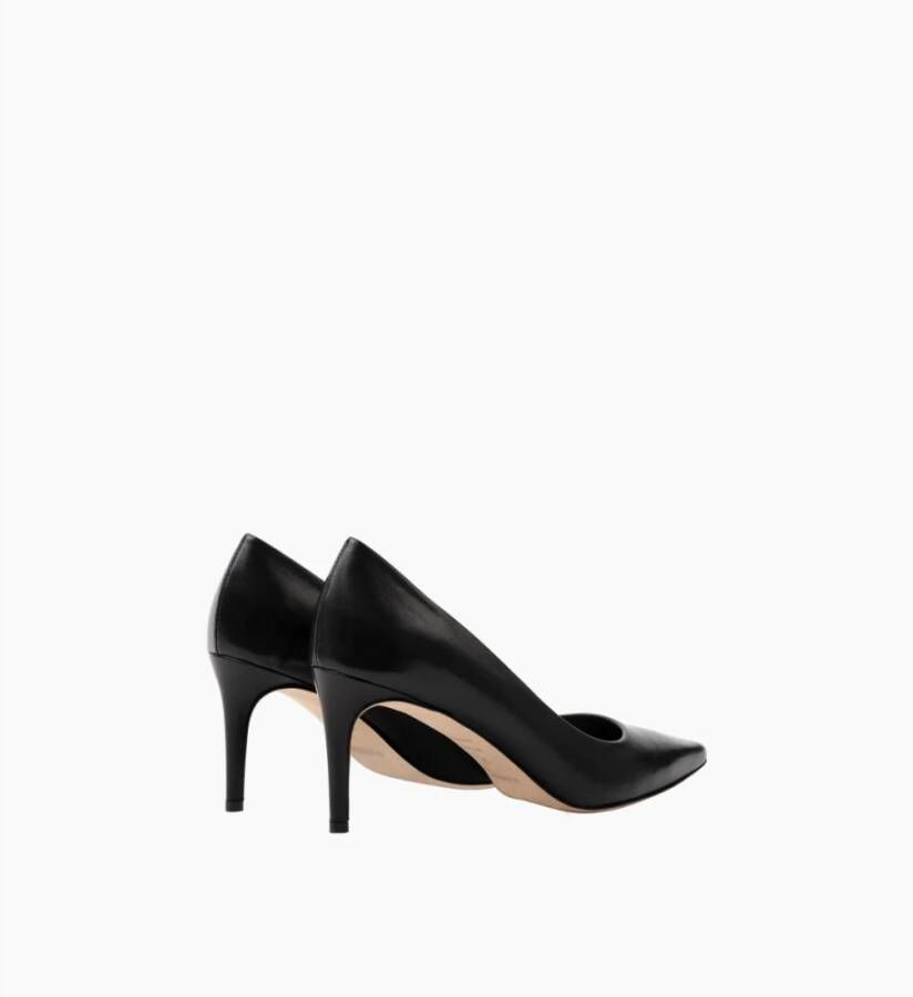 Parallele Zwarte leren puntige stilettohakken Black Dames