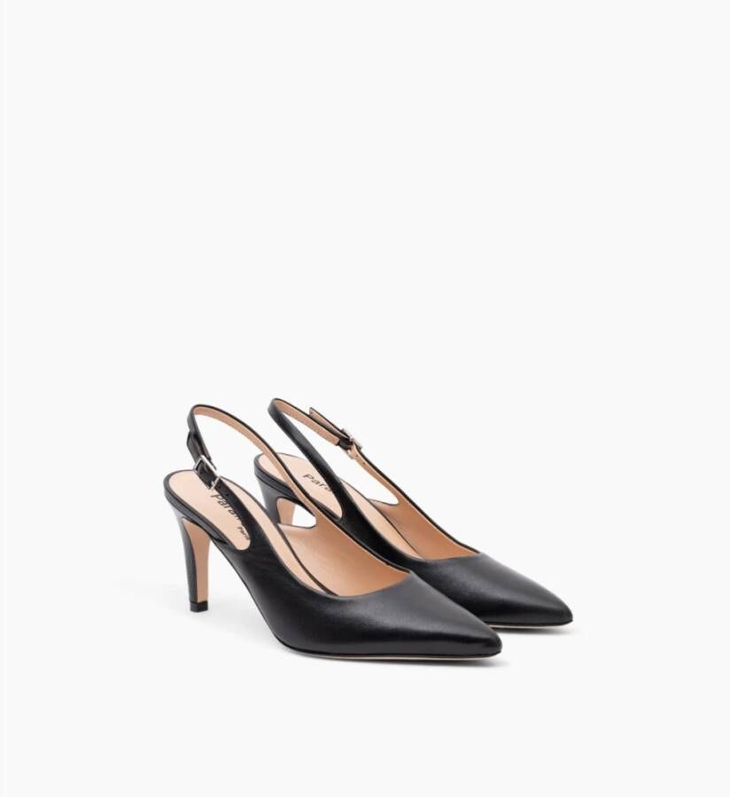 Parallele Zwarte leren slingback hakken Black Dames