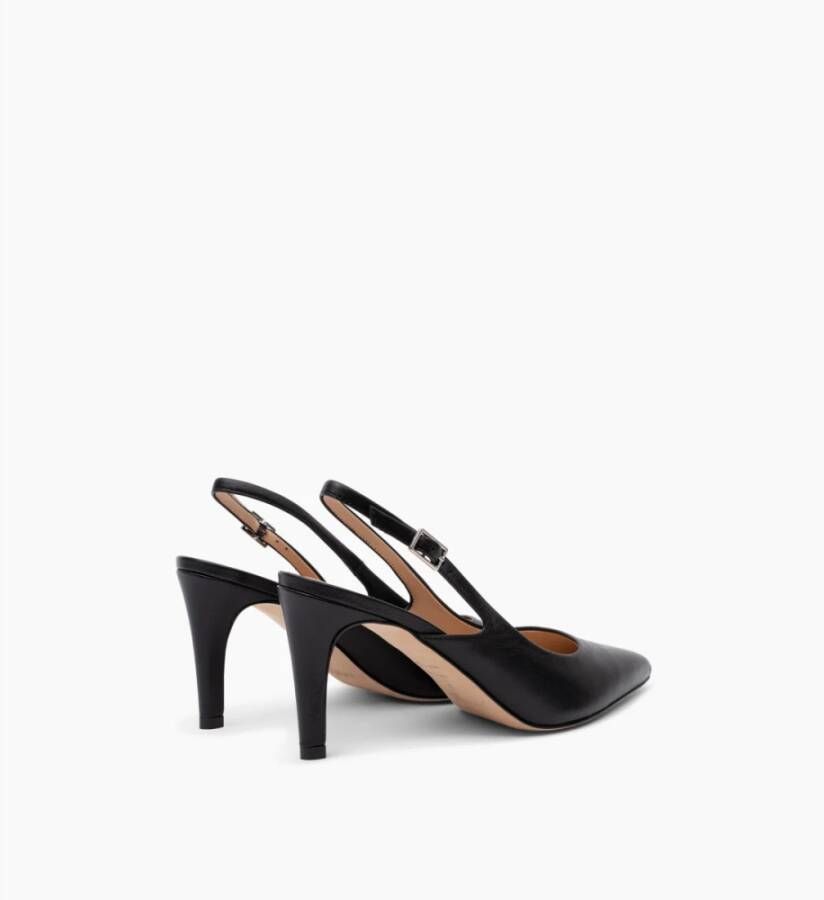 Parallele Zwarte leren slingback hakken Black Dames