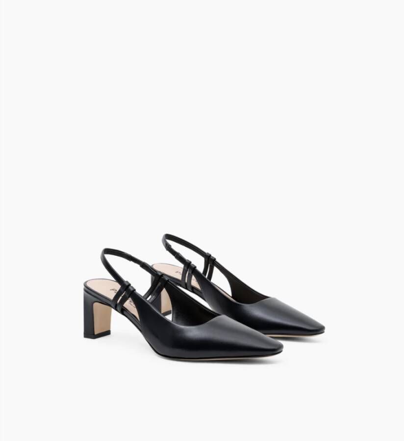 Parallele Zwarte leren slingback hakken Black Dames