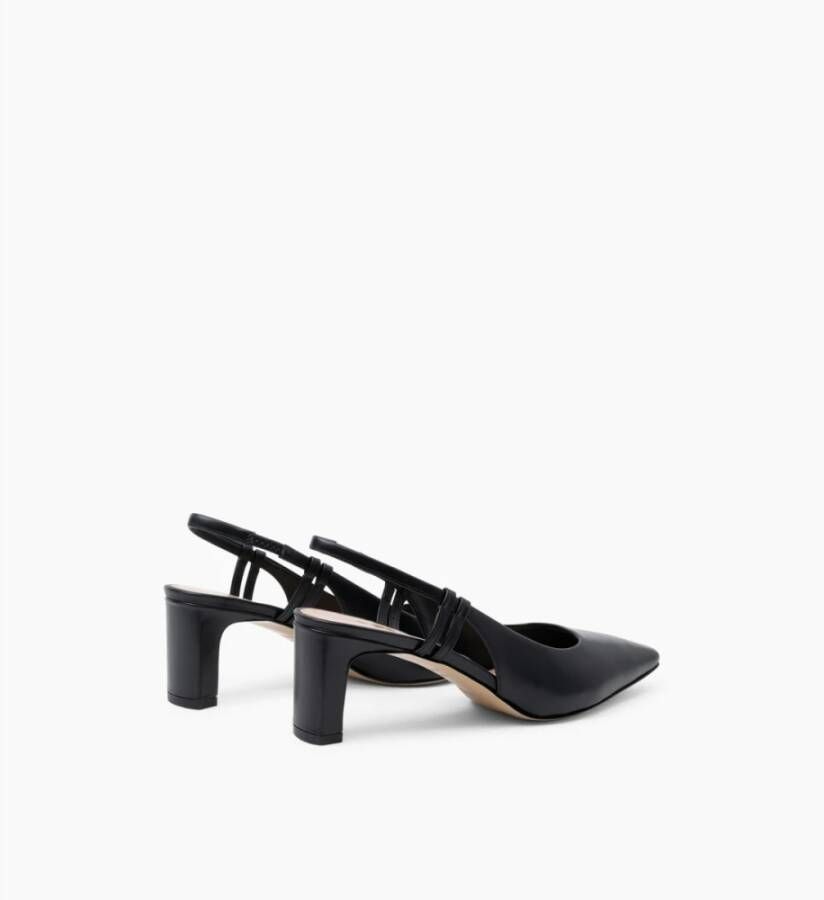 Parallele Zwarte leren slingback hakken Black Dames