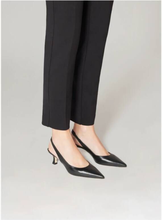 Parallele Zwarte leren slingback hakken Black Dames