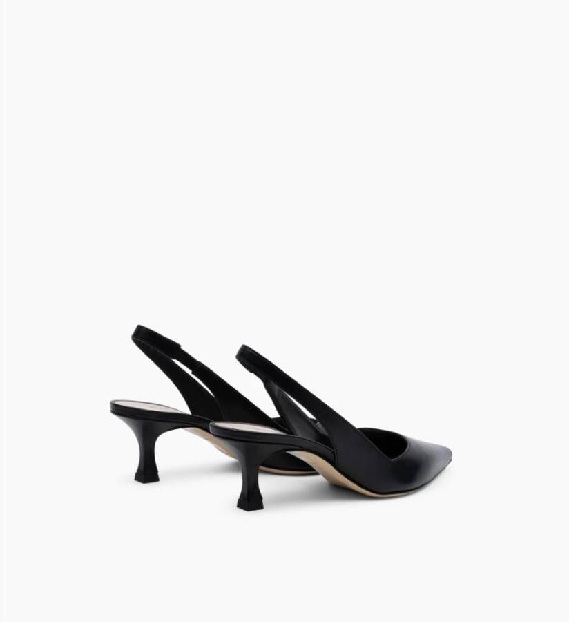 Parallele Zwarte leren slingback hakken Black Dames