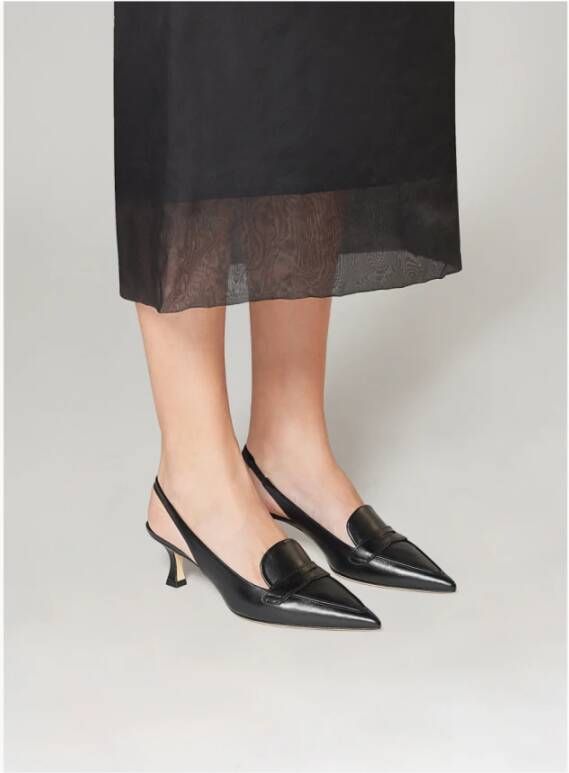 Parallele Zwarte leren Slingback Hakken Ortega Black Dames