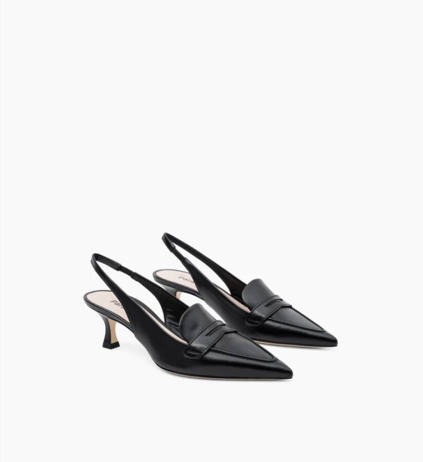 Parallele Zwarte leren Slingback Hakken Ortega Black Dames