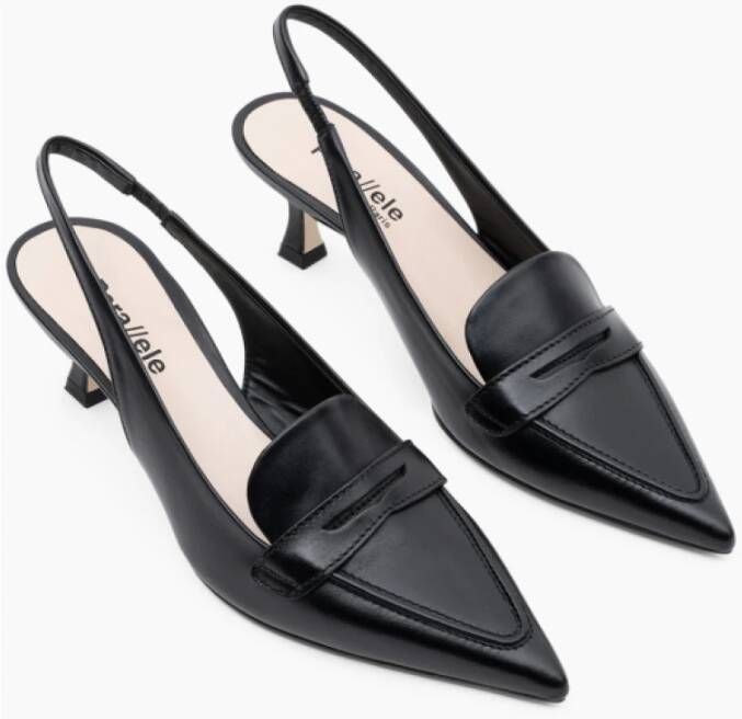 Parallele Zwarte leren Slingback Hakken Ortega Black Dames