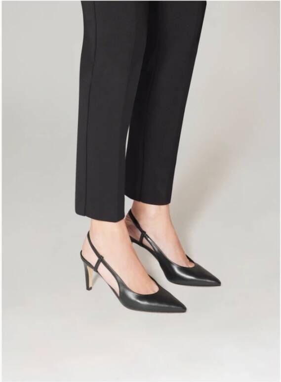 Parallele Zwarte leren slingback hakken Vicente Black Dames