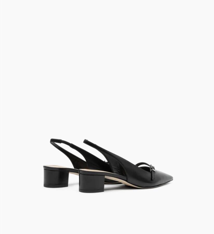 Parallele Zwarte Leren Slingback Schoenen Black Dames