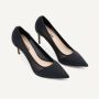 Parallele Zwarte Mesh en Leren Puntige Pump Black Dames - Thumbnail 4