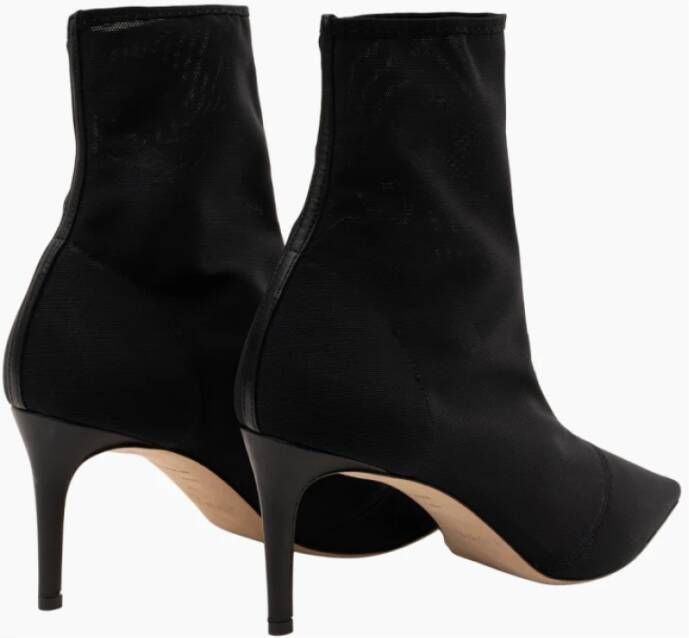 Parallele Zwarte Mesh Puntige Neus Bootie Black Dames